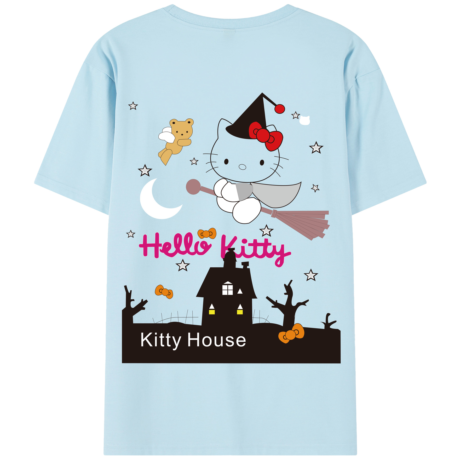 （画像用） Hello Kitty ハローキティ 綿100％半袖Tシャツ（背面プリント）